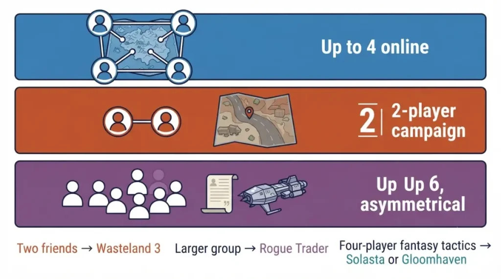 Divinity Original co-op comparison showing party sizes for DOS2, Wasteland 3, and Rogue Trader