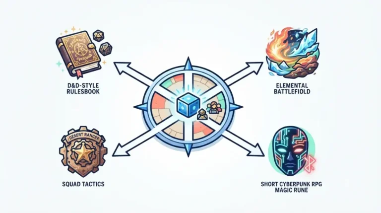Accessible CRPGs after Baldur’s Gate 3, shown as four beginner-friendly turn-based RPG paths branching from a D&D-style game map