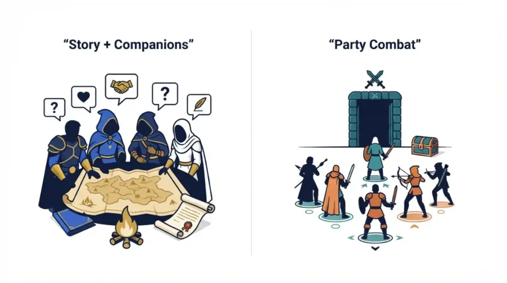 Classic CRPGs Like Baldur's Gate compared through companion stories and party-focused combat