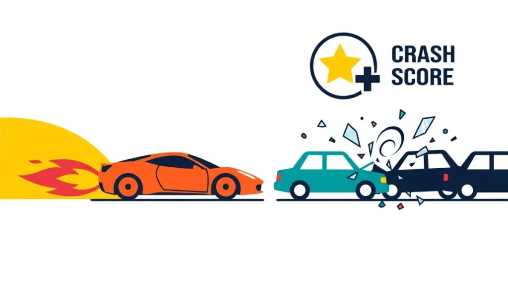 Games Like Burnout: Danger Zone 2 Crash Mode vector showing a high-speed traffic pileup and score badge.