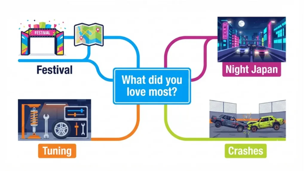 Games Like Forza Horizon decision map matching festival driving, Japan night racing, car tuning, and crashes with four racing games