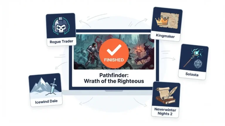 Pathfinder Wrath of the Righteous and similar CRPGs collage with Rogue Trader and Kingmaker
