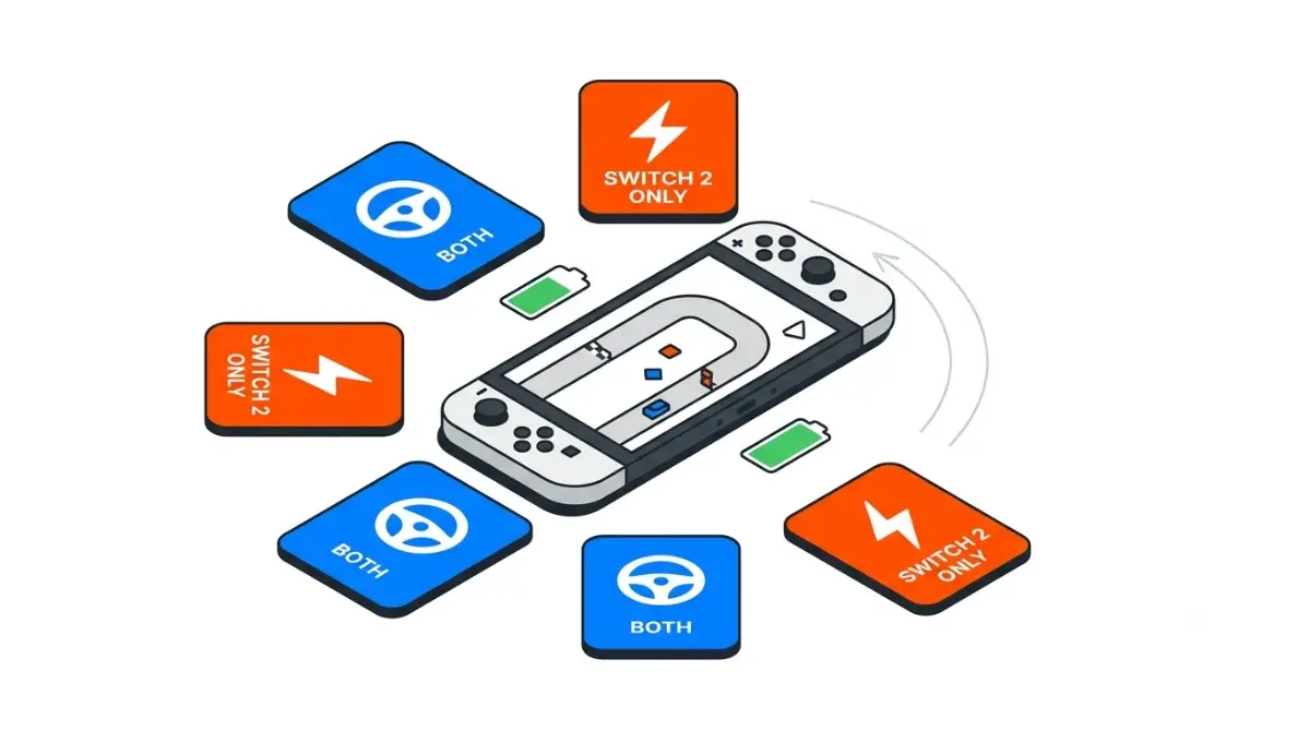 Vector guide to five handheld Car Games for Nintendo Switch and Switch 2